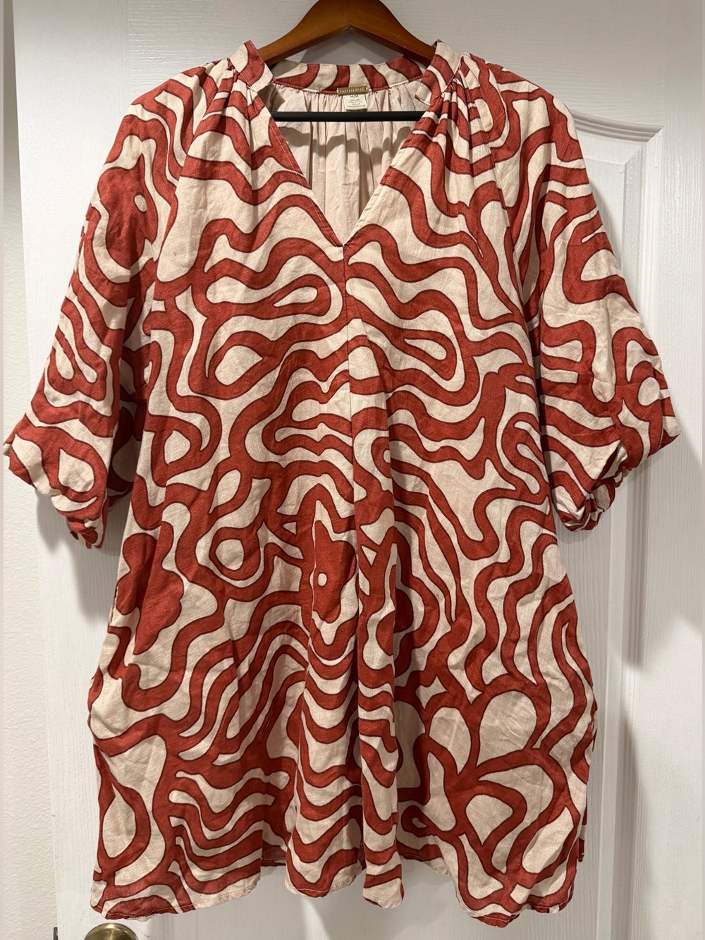 Magaschoni 100% linen pocket Mini Dress size M